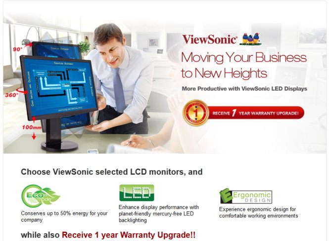 ViewSonic tăng thêm 1 năm bảo hành cho màn hình LED